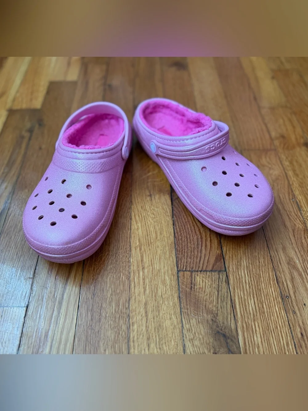 Crocs Classic Lined Clog Pink Glitter Shimmer Barbiecore Aesthetic